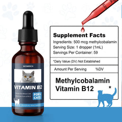 WOMRICH Vitamin B12 Cat Liquid Dosing highlights simple administration and energy support.