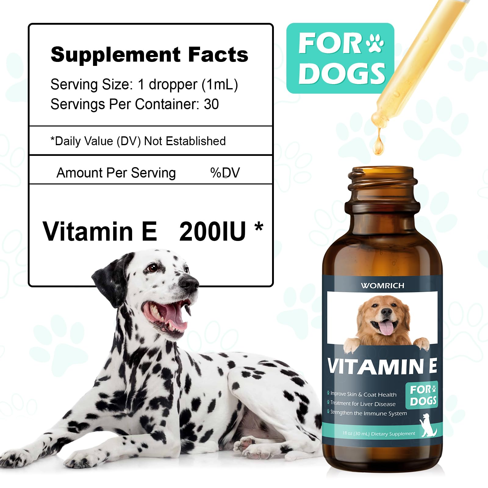WOMRICH Vitamin E for Dogs eye-health focus with bright, alert eyes