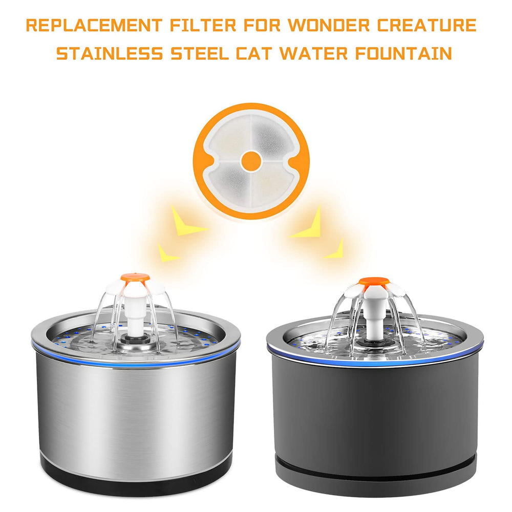 Wonder Creature cat fountain filter pack opened to show replacement filters for clean water.