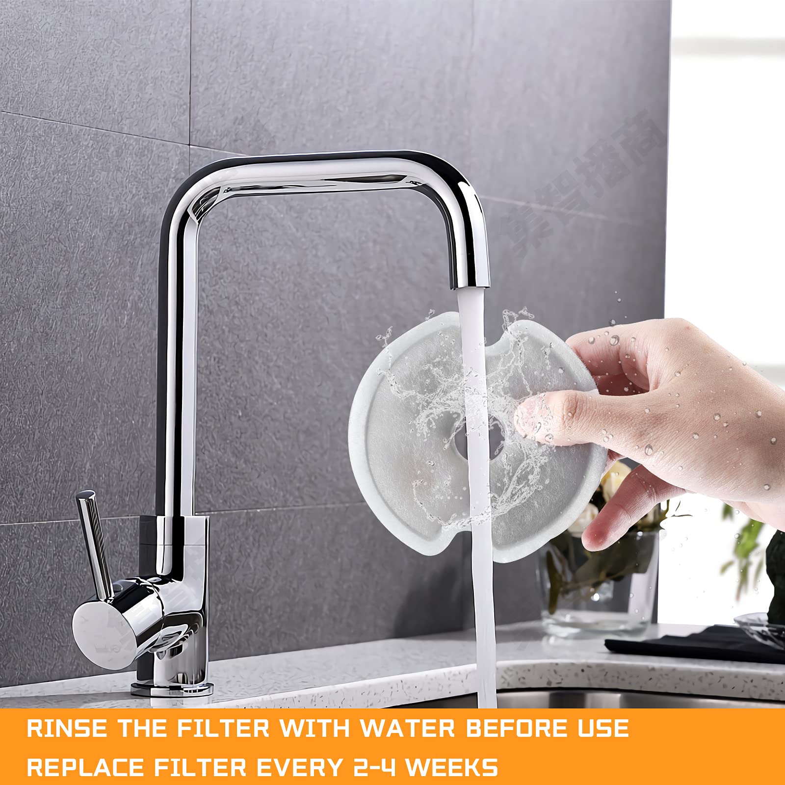 Wonder Creature cat fountain filter rinse-before-use guide ready for installation.