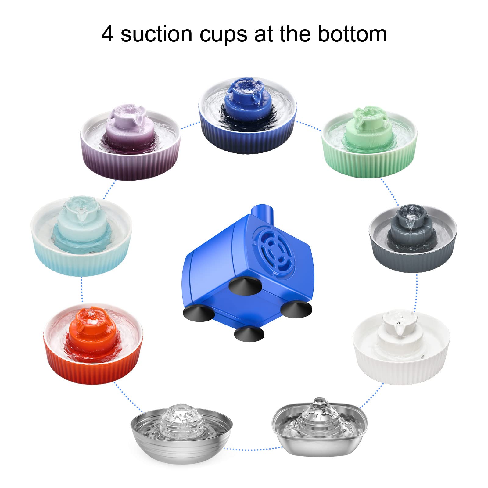Wonder Creature Cat Fountain Pump shown disassembled for easy cleaning and maintenance.