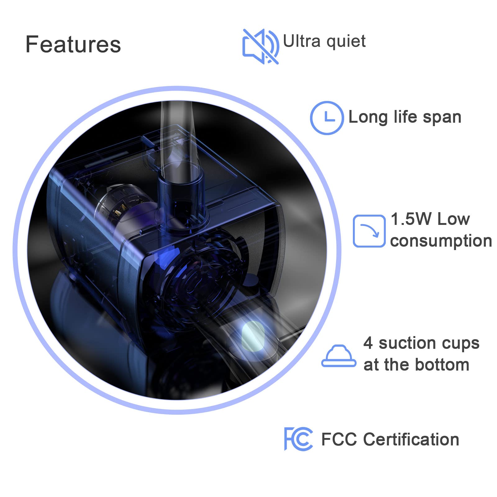 Wonder Creature Cat Fountain Pump with USB cord providing flexible power options.