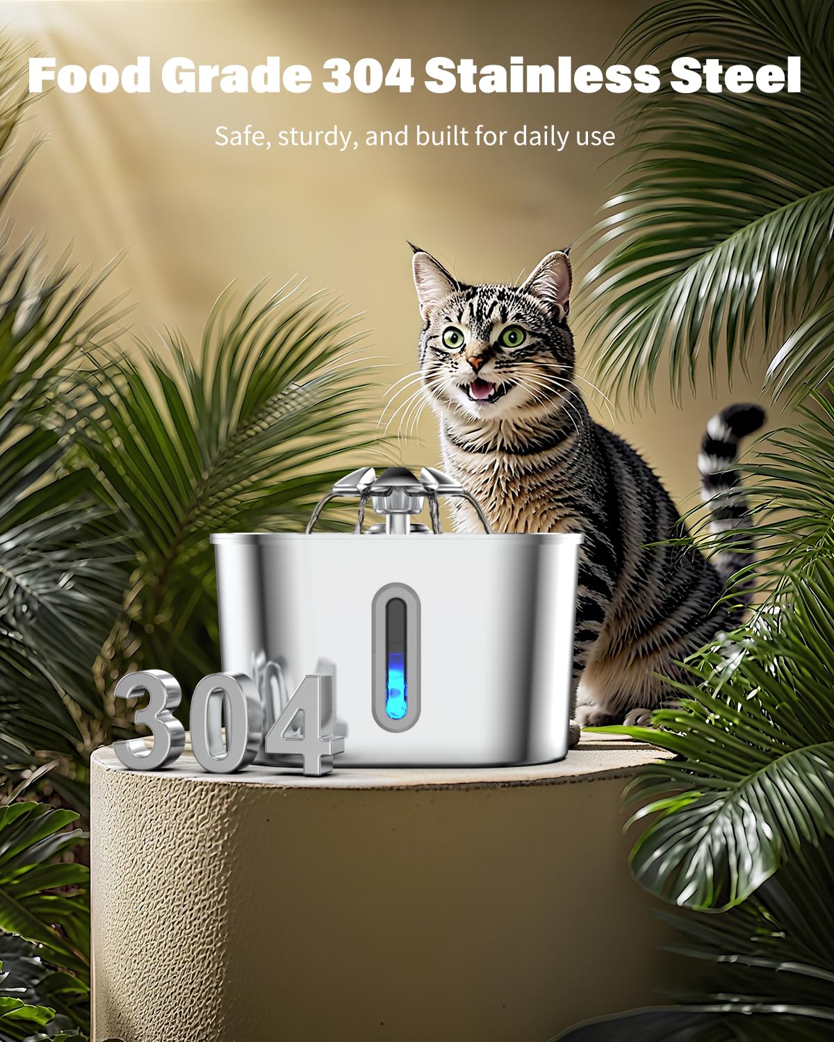 Wonder Creature Cat Water Fountain four filters improve water quality.