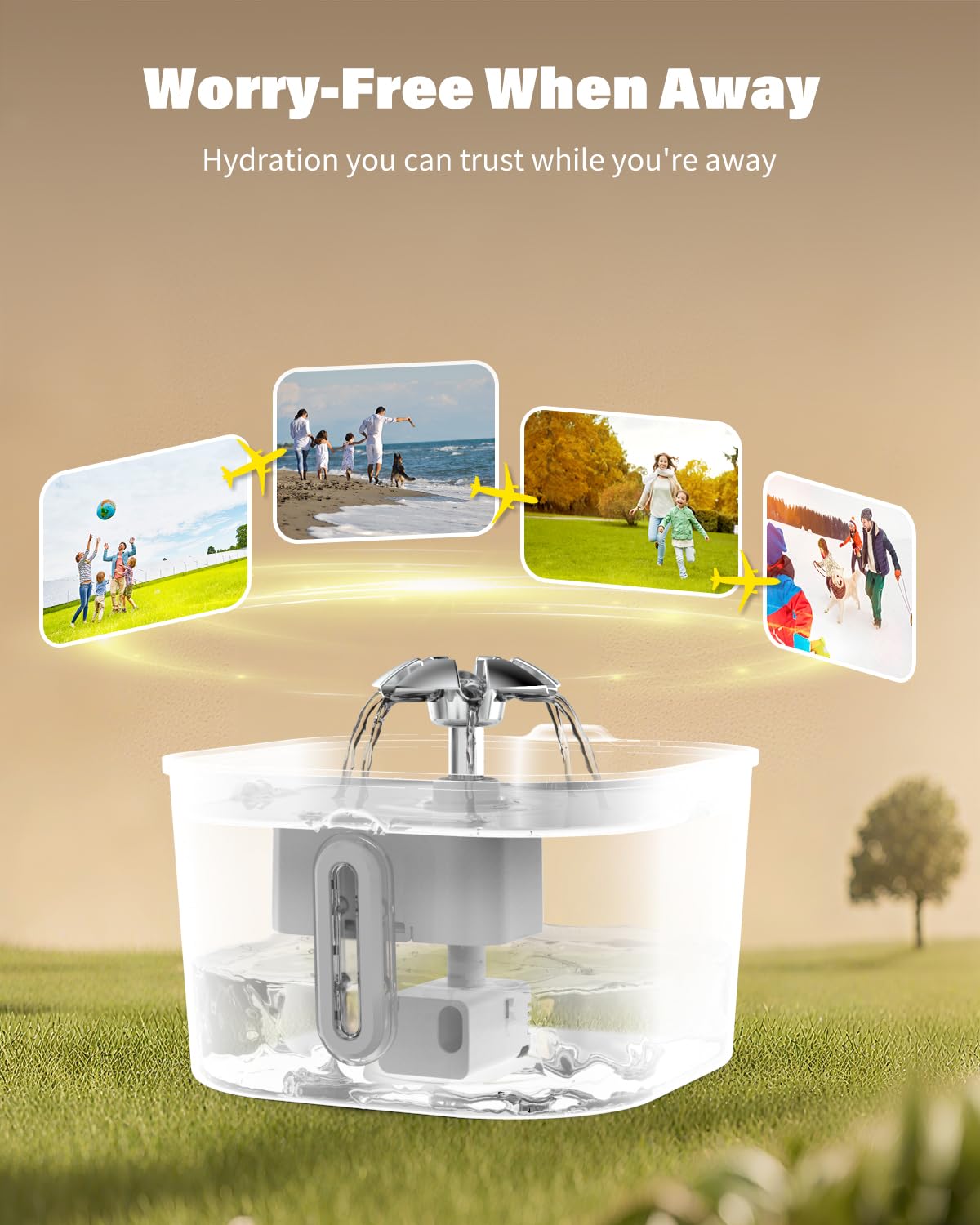 Wonder Creature cat water fountain operates quietly, supporting a peaceful pet hydration area.