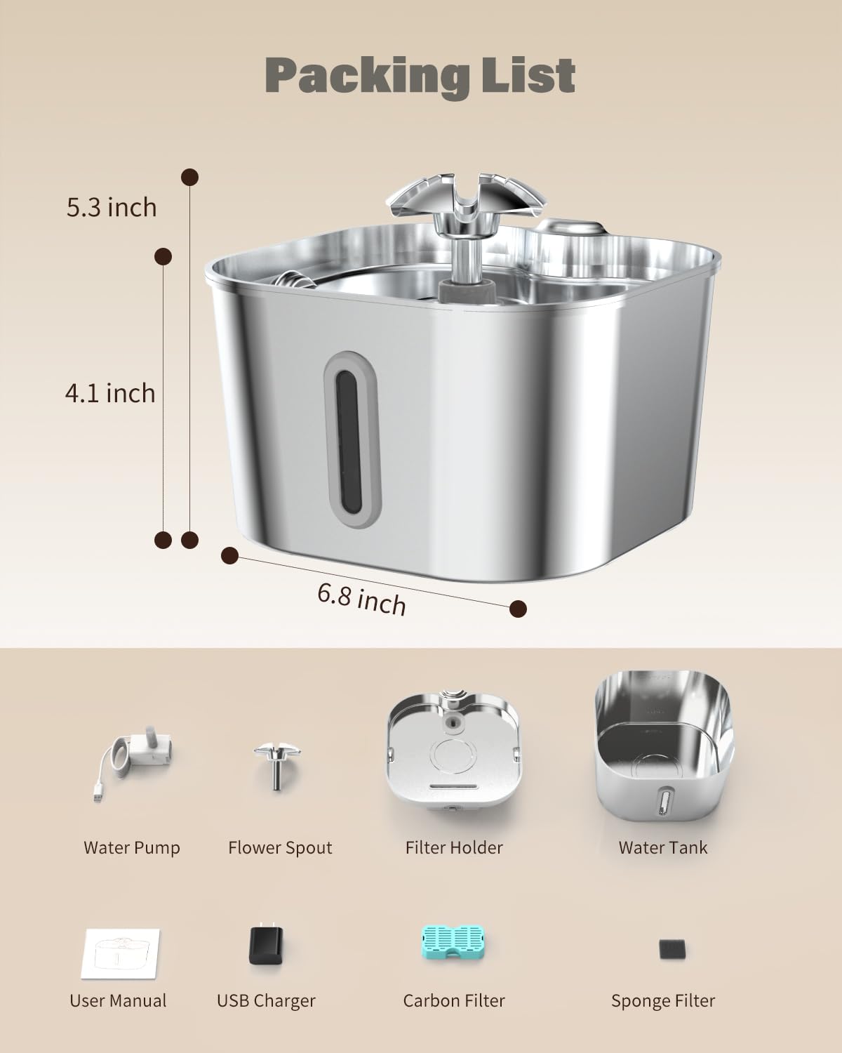 Wonder Creature Cat Water Fountain quiet pump keeps living spaces peaceful.