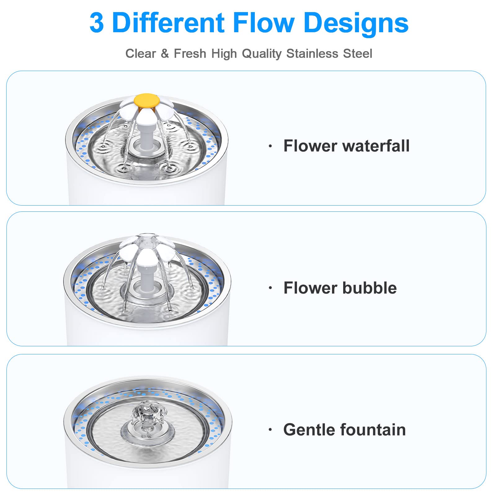 Wonder Creature fountain whisper-quiet pump delivers calm operation for homes.