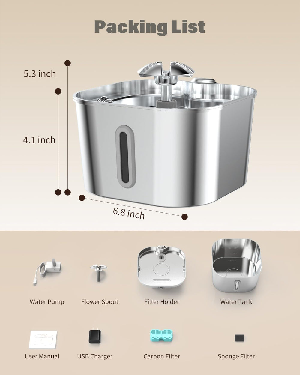 Wonder Creature Cat Water Fountain quiet pump keeps living spaces peaceful.