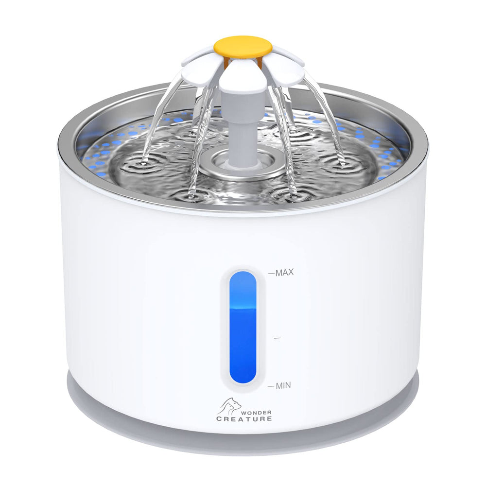 Wonder Creature cat fountain stainless lid assembly demonstrates durable, easy-to-clean design.