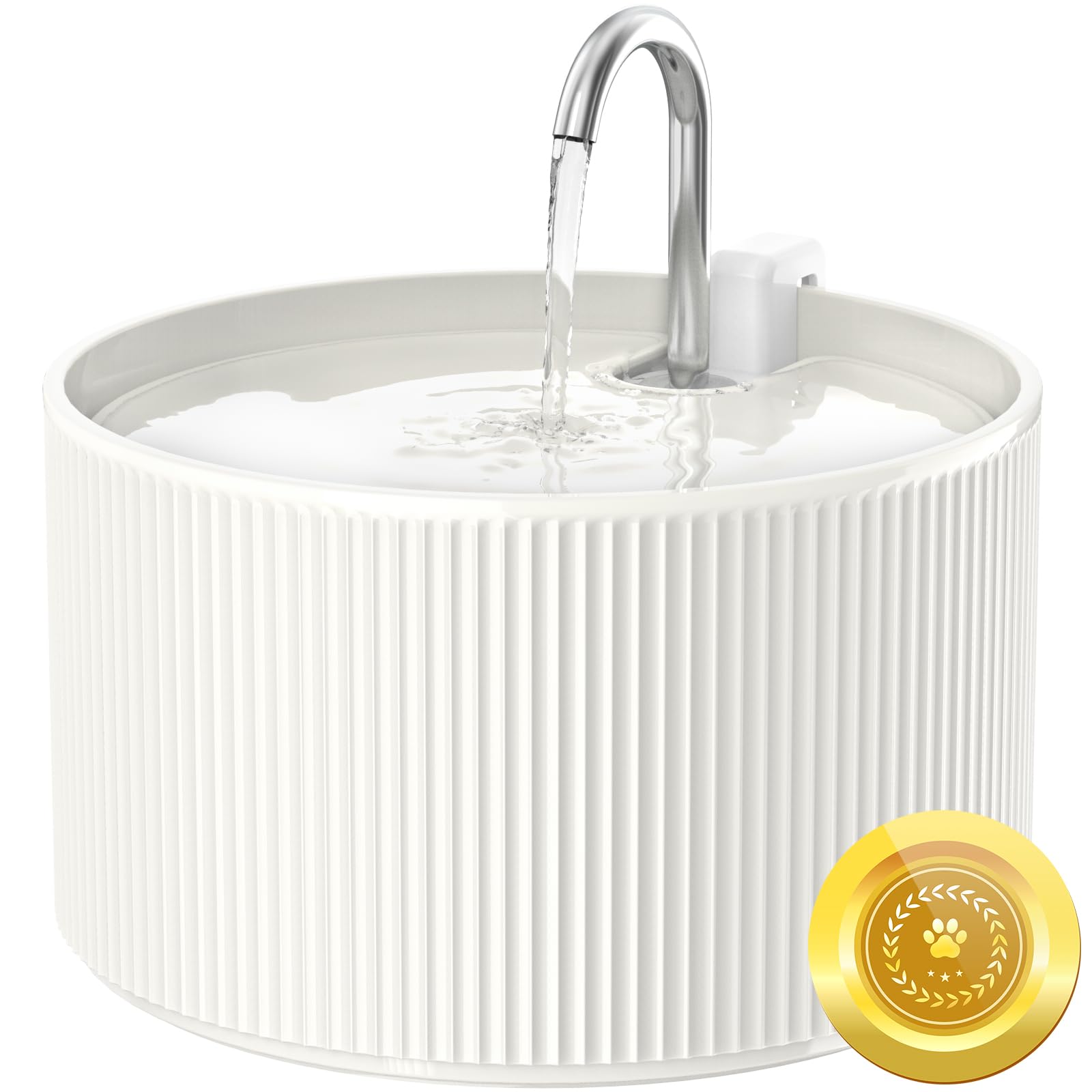 Wonder Creature ceramic cat water fountain top view shows space-saving design for indoor pets.