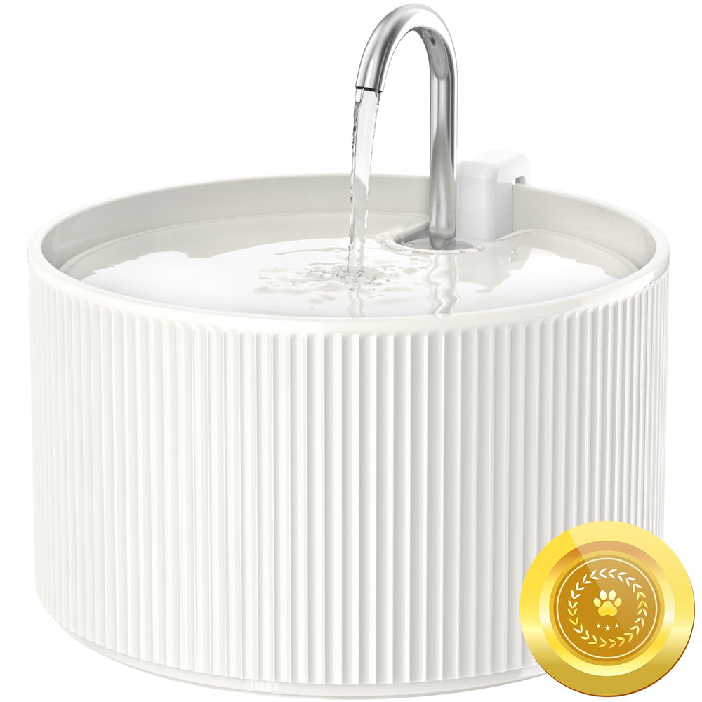 Wonder Creature ceramic cat water fountain top view shows space-saving design for indoor pets.