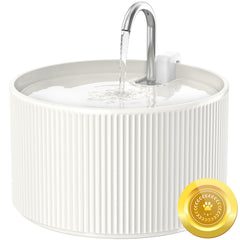 Wonder Creature ceramic cat water fountain top view shows space-saving design for indoor pets.