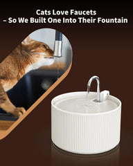 Wonder Creature ceramic cat water fountain triple filtration keeps water fresh.