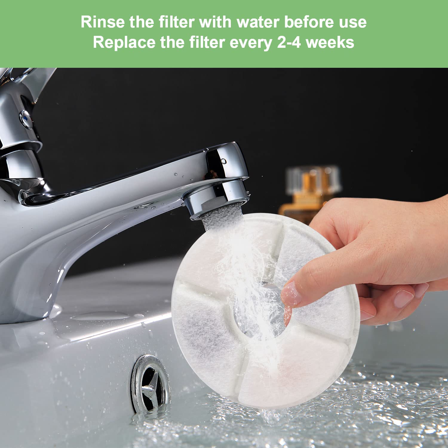 Wonder Creature filter soaking prep illustrating quick rinse before use.