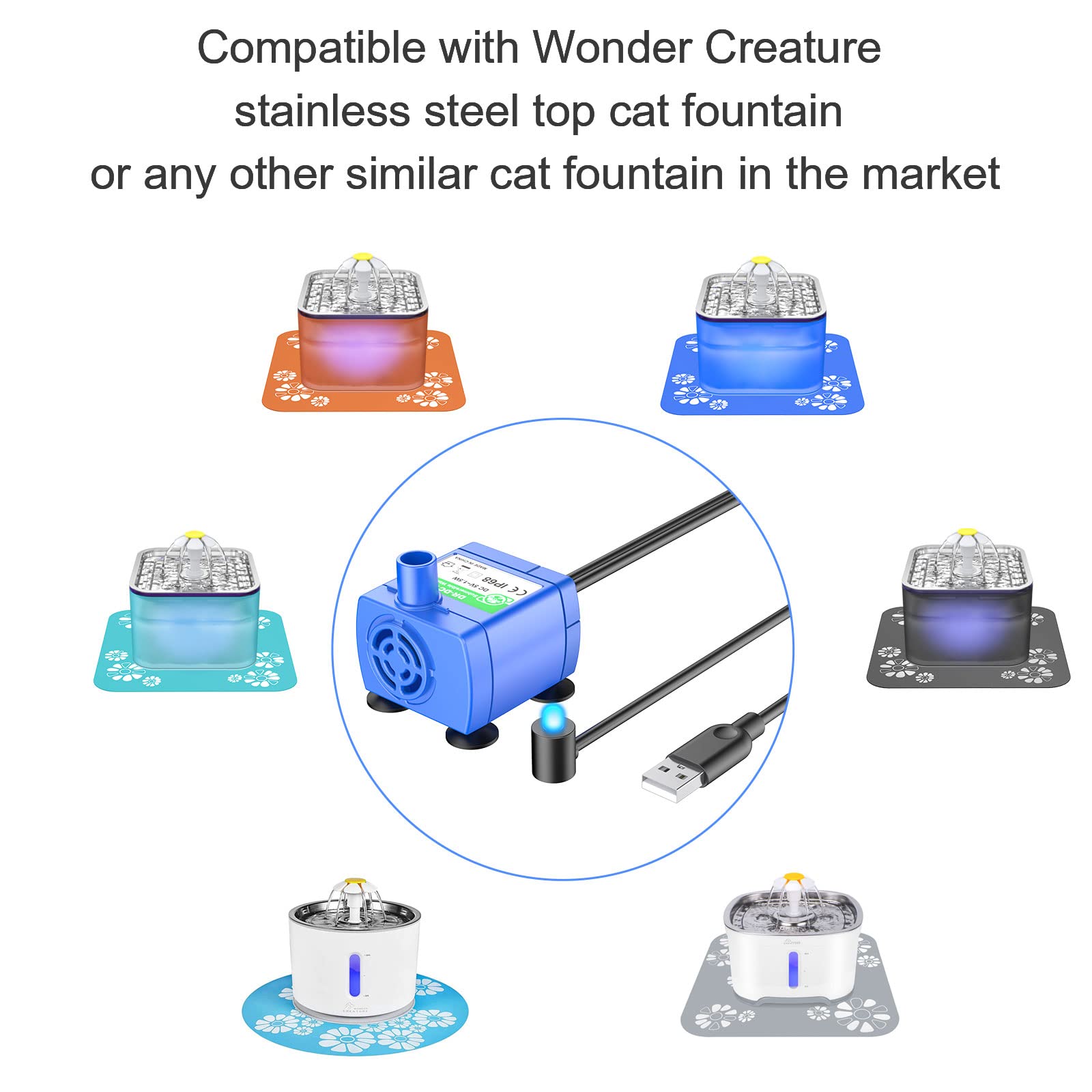Wonder Creature upgraded pump for cubic fountain provides reliable circulation with low noise