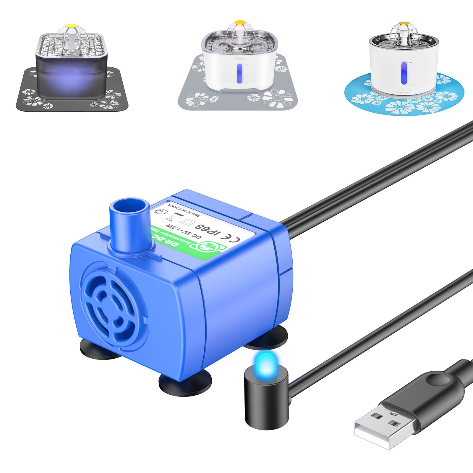 Wonder Creature upgraded pump for round fountain delivers steady quiet water flow