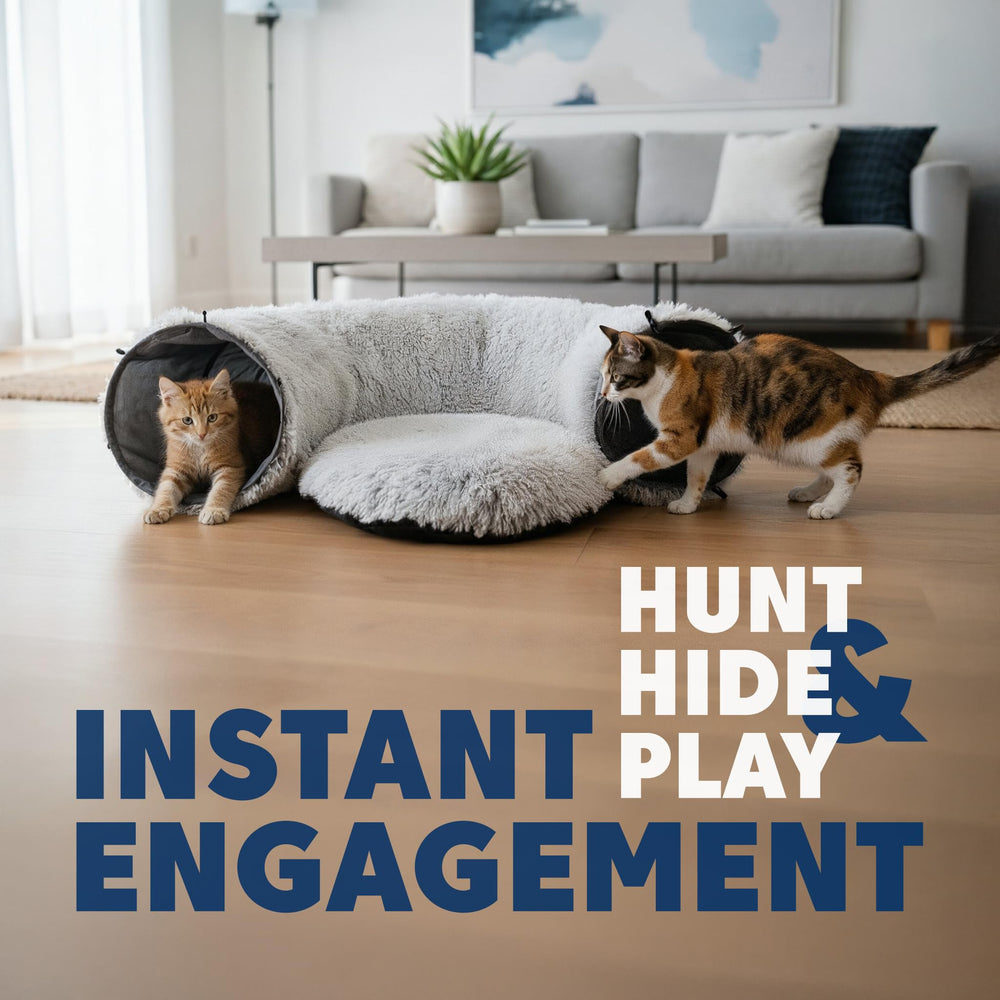 Wonder Family Cat Donut Tunnel Bed quick fold storage for easy packing and travel.