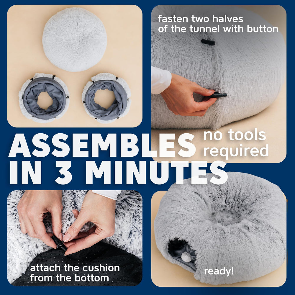 Wonder Family Cat Donut Tunnel Bed gift ready pack with laser toy and catnip for extra play.