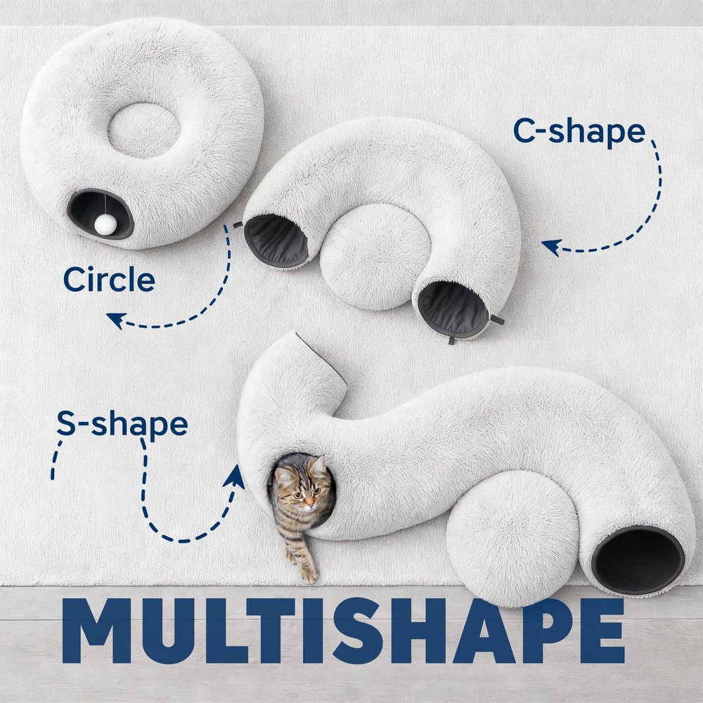 Wonder Family Cat Donut Tunnel Bed shape shift design converts to tunnel and cave for explorations.