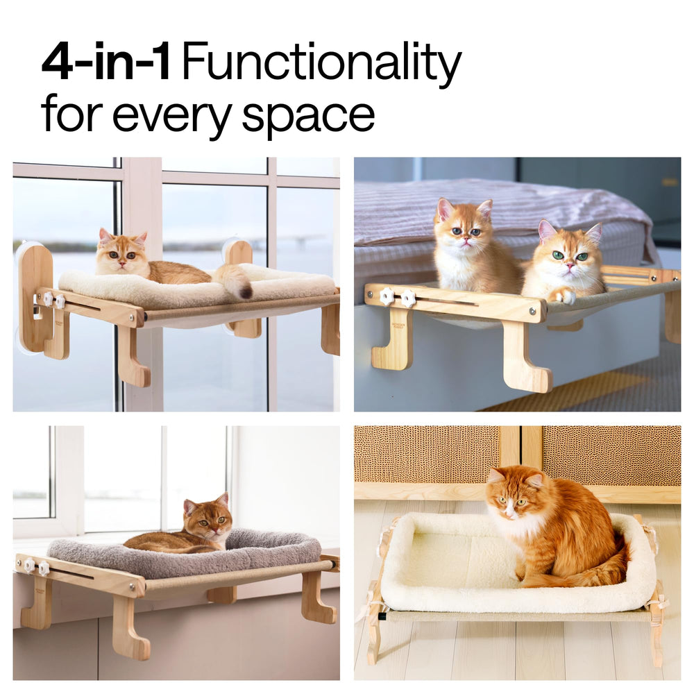 WONDER FAMILY Cat Window Perch removable plush cushion for easy cleaning and comfort.