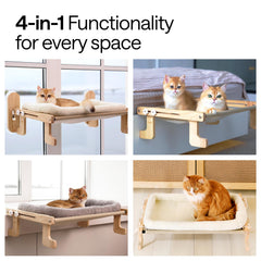 WONDER FAMILY Cat Window Perch removable plush cushion for easy cleaning and comfort.