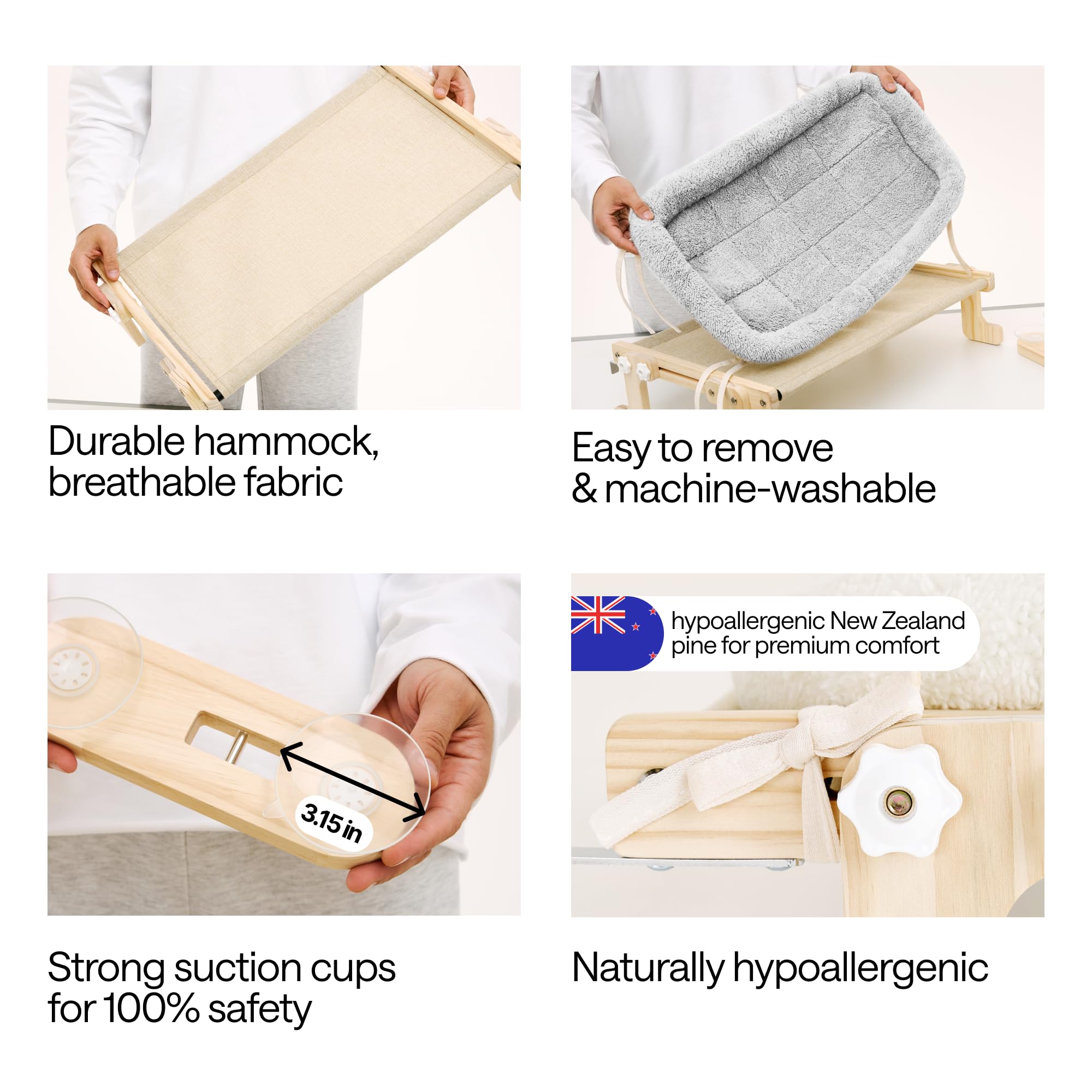 WONDER FAMILY Cat Window Perch screw mounts provide extra stability on varied surfaces.