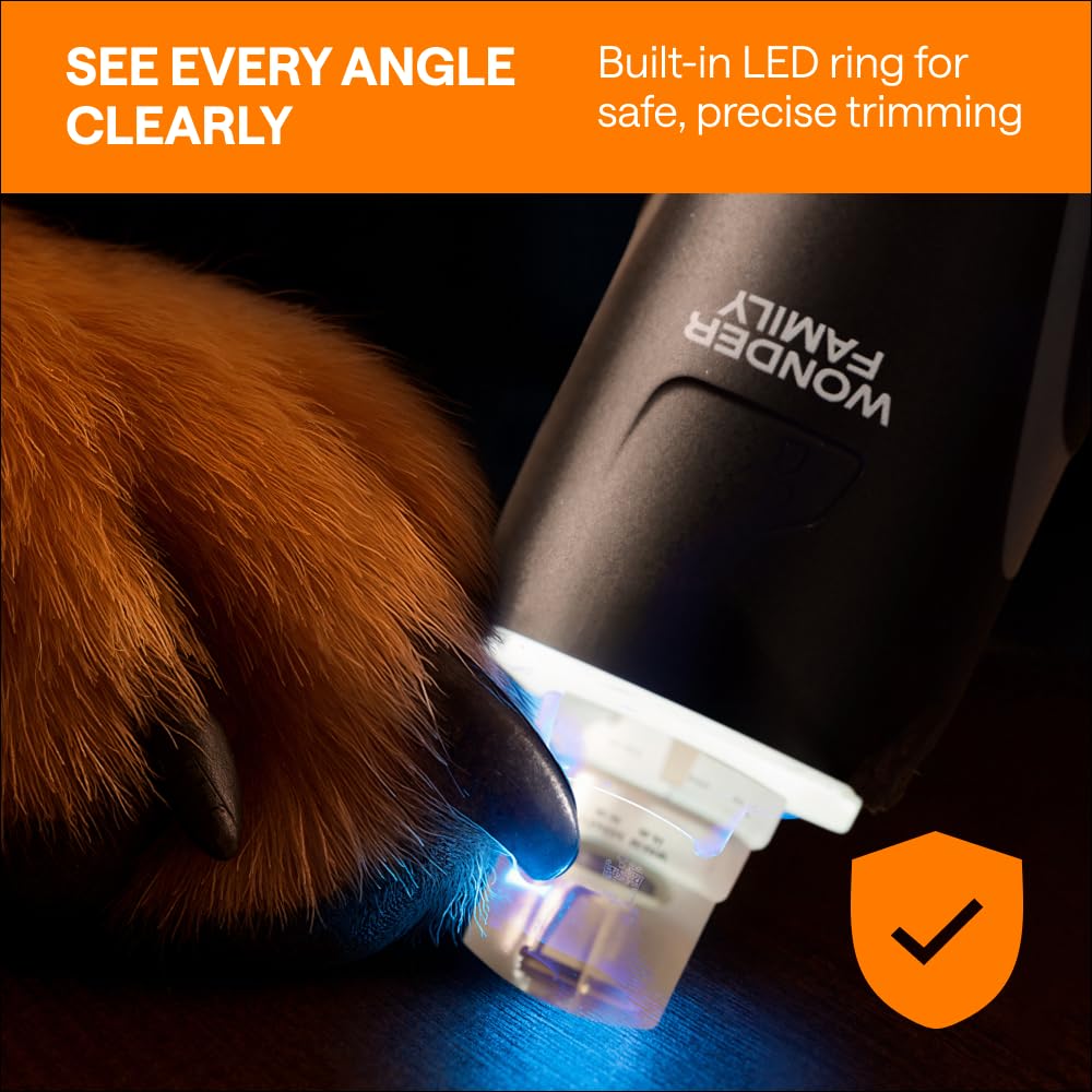 Wonder Family dog nail grinder USB-C rechargeable power for on-demand grooming.
