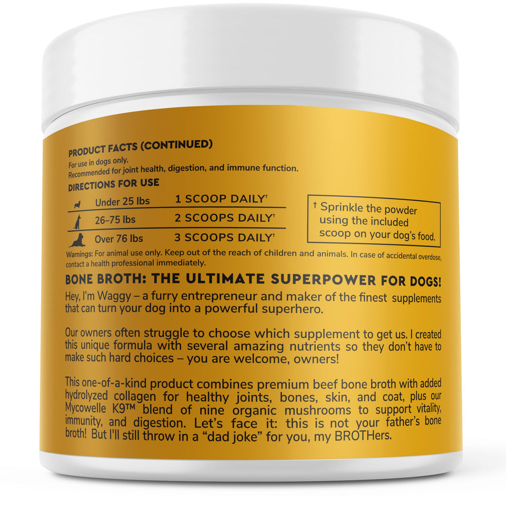 Wonder Paws bone broth powder dissolving easily in water