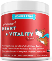 Wonder Paws Cardio Chews bottle pour shows heart health support for dogs