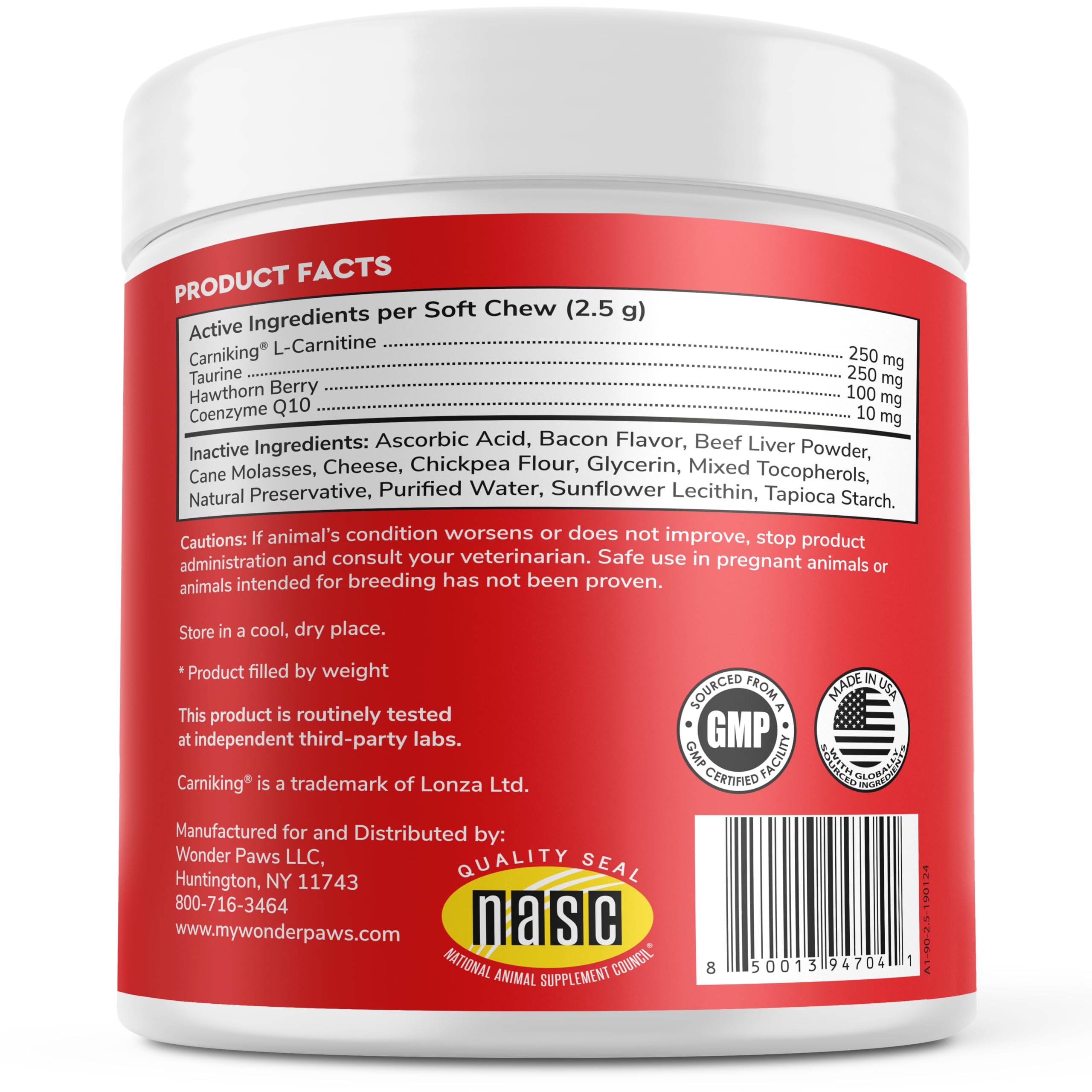 Wonder Paws Cardio Chews soft chews closeup with bacon flavor for energy