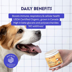 Wonder Paws turkey tail powder supports dogs' immune health and overall wellness