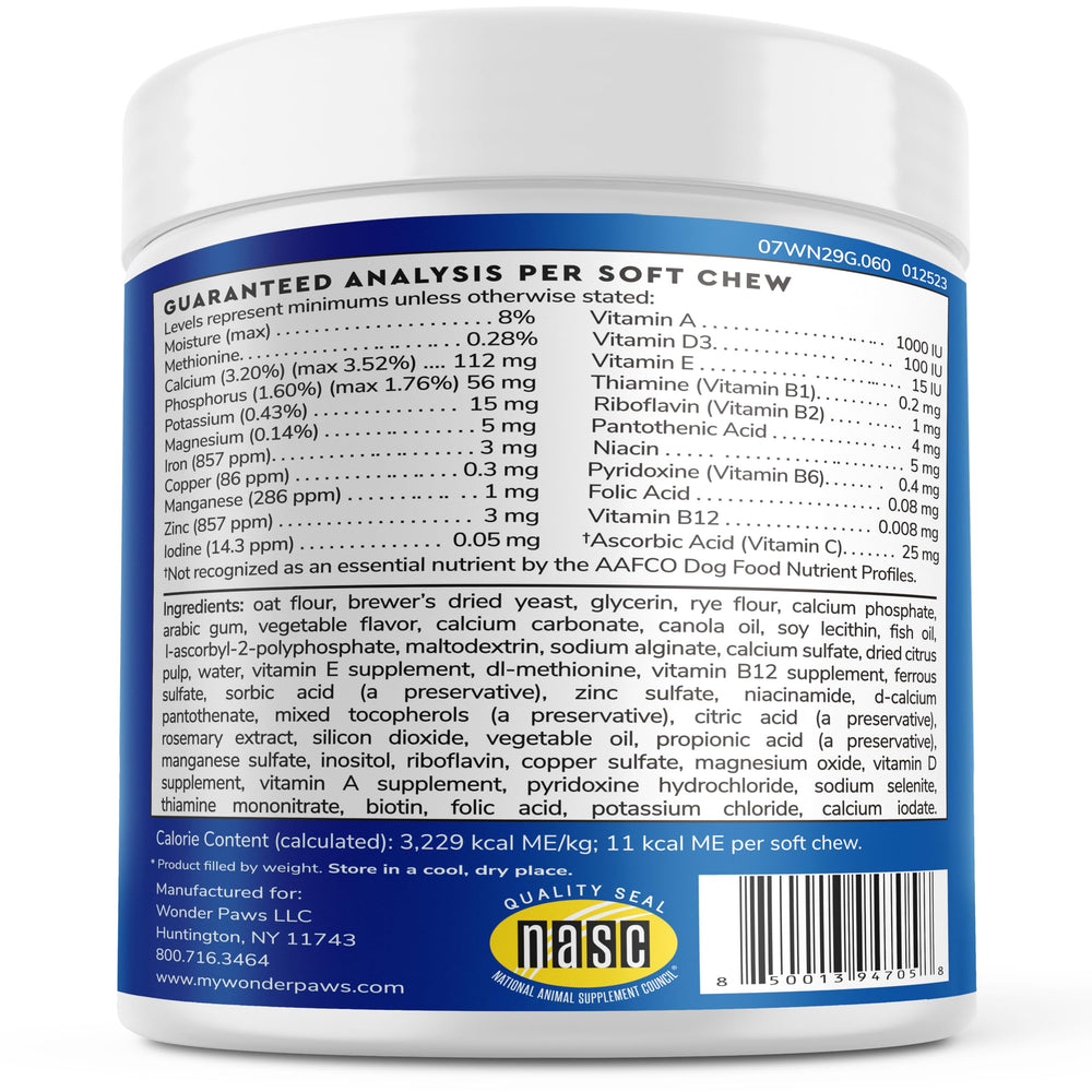 Wonder Paws dog multivitamin packaging view suitable for senior wellness.