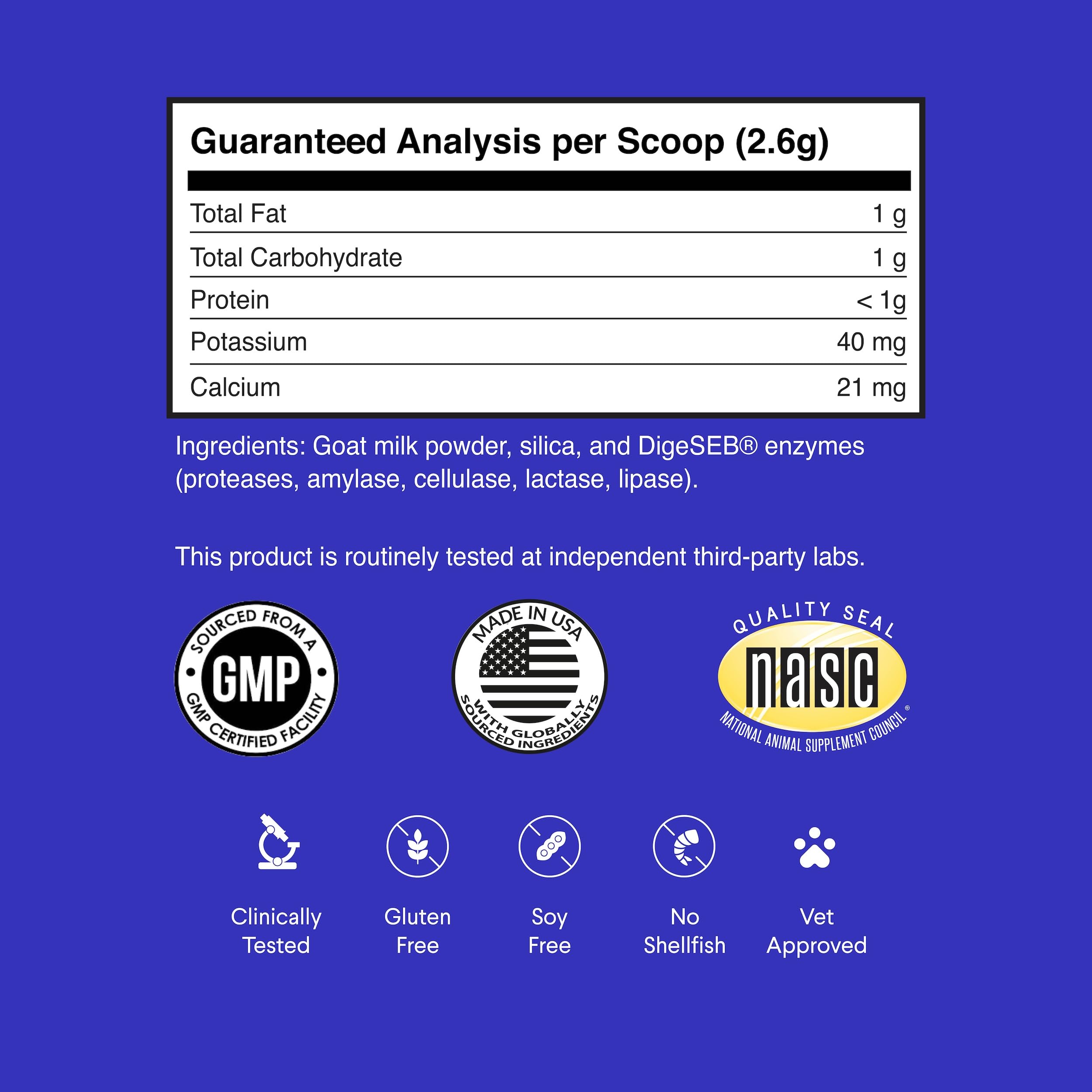 Wonder Paws goat milk powder used as a meal topper with creamy texture