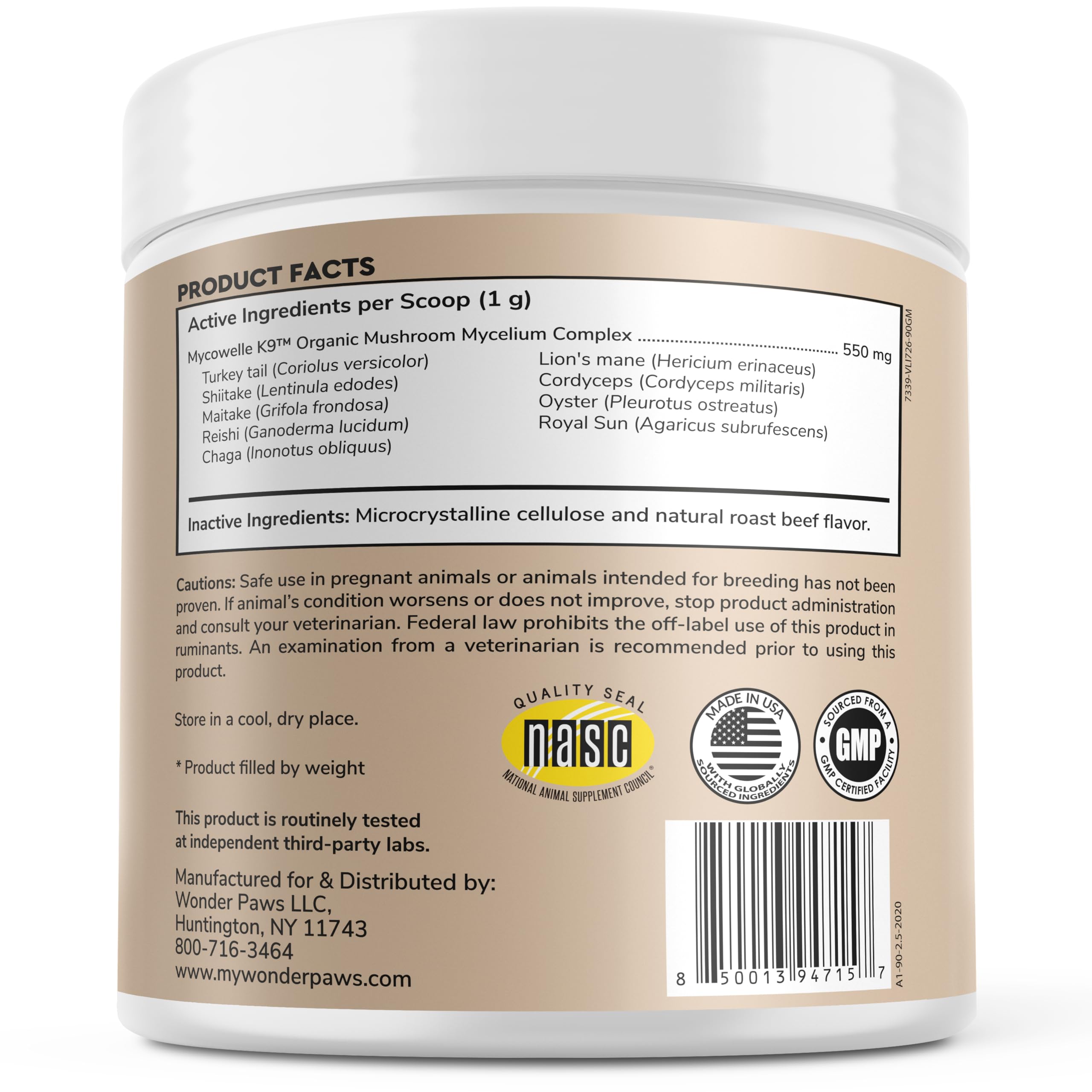 Wonder Paws immune powder dog bowl scene suggests easy mixing into meals