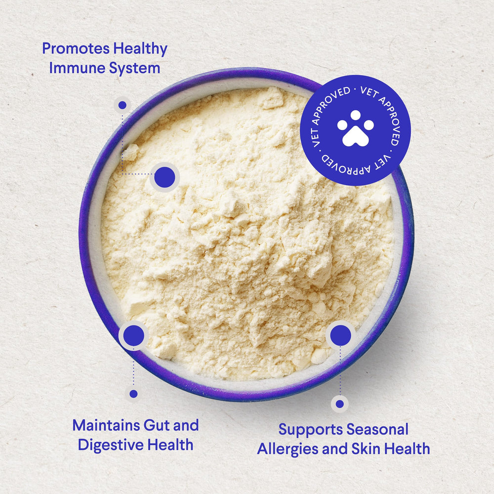 WONDER PAWS made-in-USA label on colostrum packaging