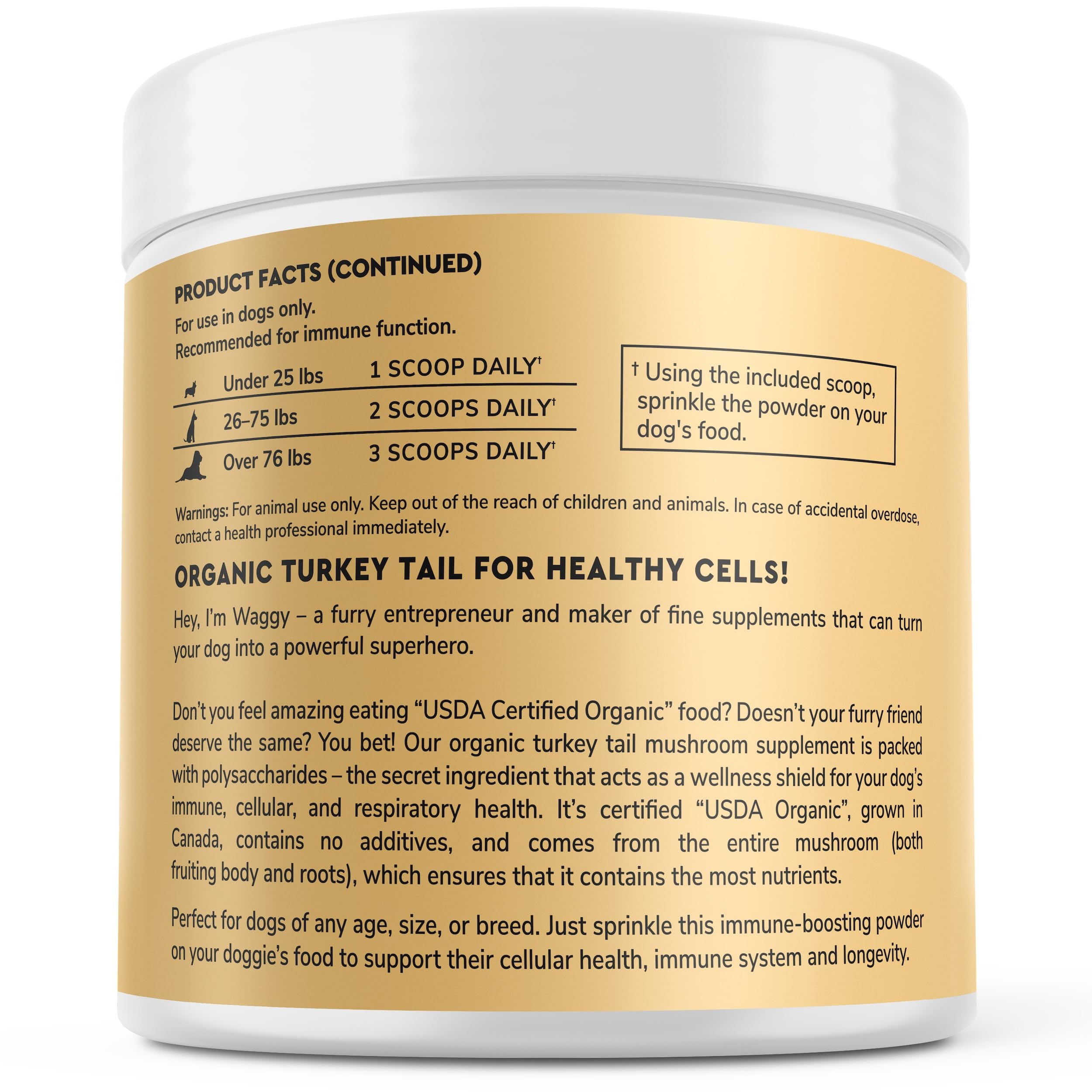 Wonder Paws NASC-certified dog supplement turkey tail powder ensures quality