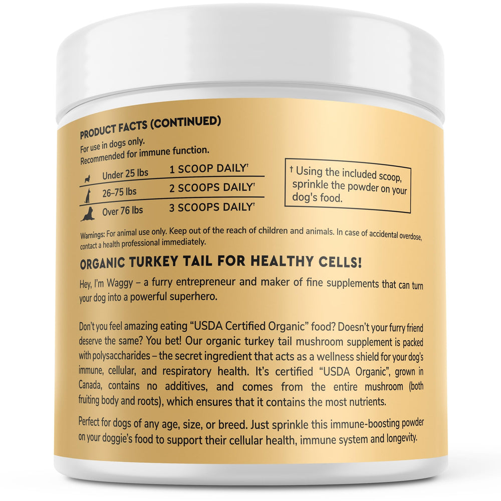 Wonder Paws NASC-certified dog supplement turkey tail powder ensures quality