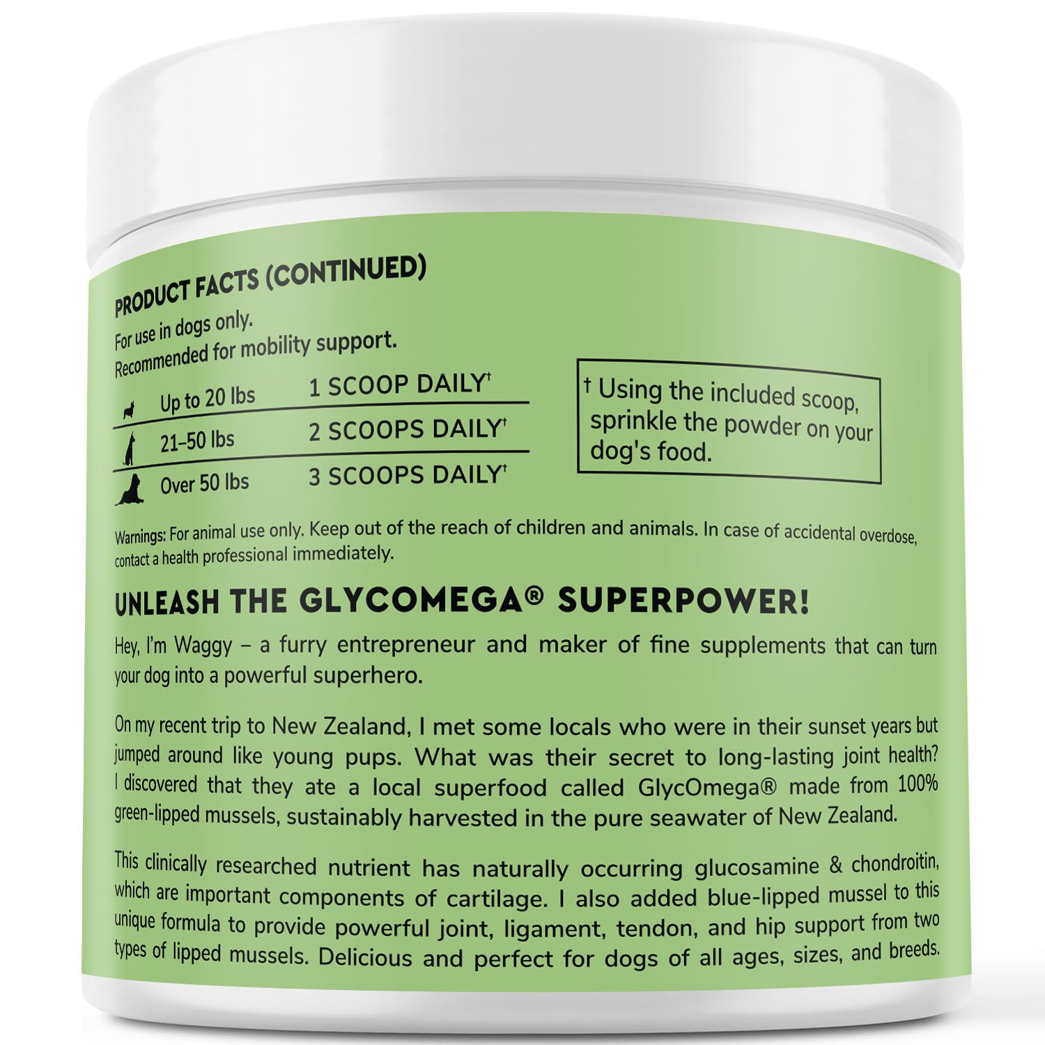 Wonder Paws blue-lipped mussels duo image showing dual-benefit mobility and ligament support