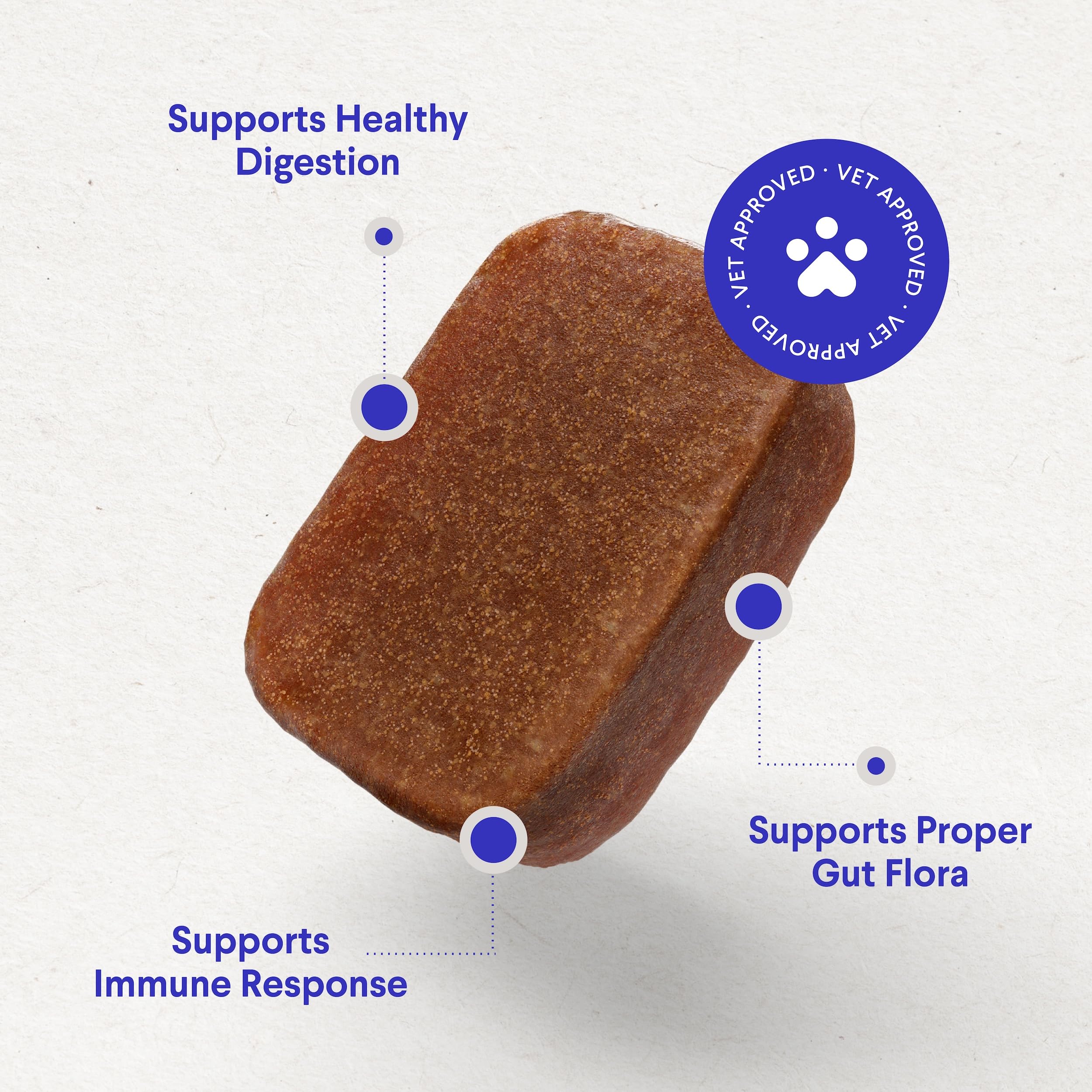 Wonder Paws Probiotics digestion-support chews beside a relaxed dog.