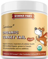 Wonder Paws turkey tail powder bottle for daily immune support