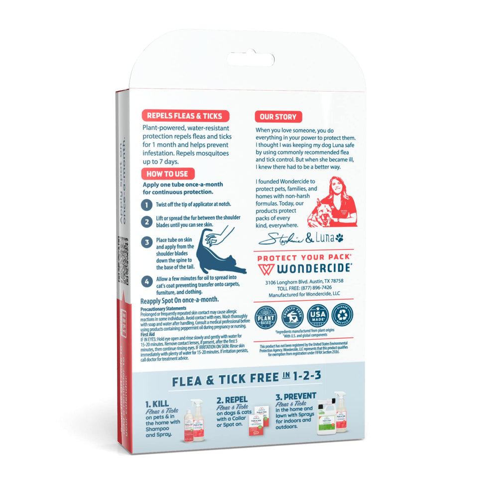 Wondercide recyclable packaging accompanies the three-tube kit for sustainable pet care.