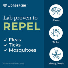 Wondercide dog spot-on application demonstrates easy, at-dog use with plant-based repellents