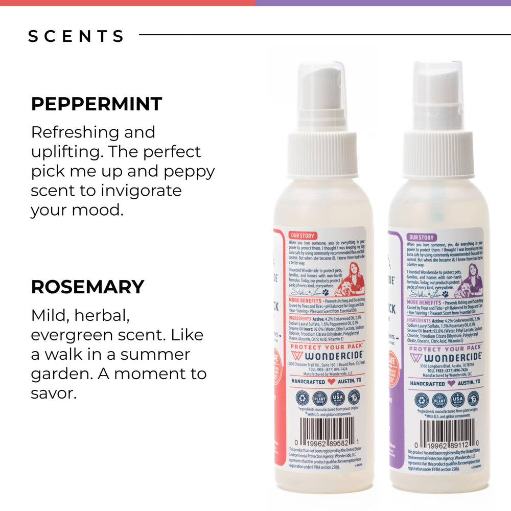 Wondercide flea spray bottle pour for cats to deter pests.