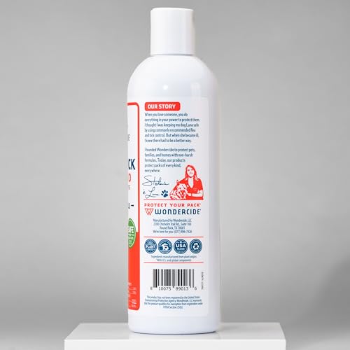 Wondercide shampoo bottle with cedarwood and peppermint scent offering soothing grooming