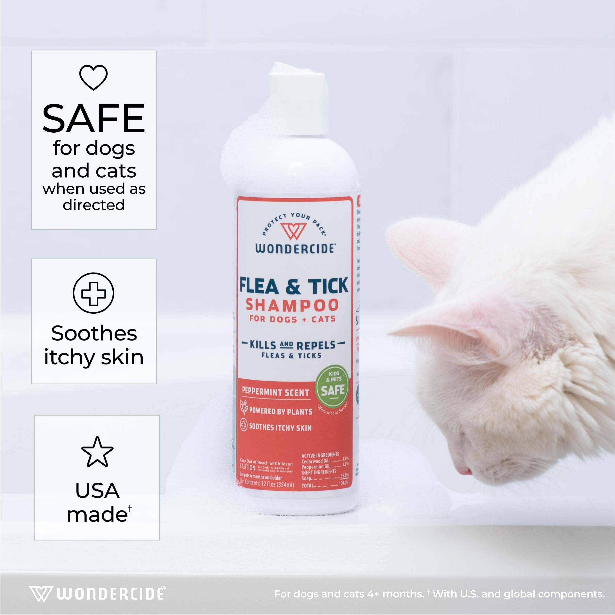 Wondercide shampoo pour with peppermint scent reminding owners of fresh, clean aroma