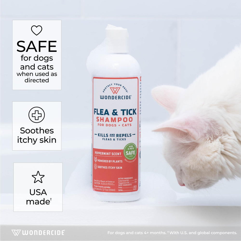 Wondercide shampoo pour with peppermint scent reminding owners of fresh, clean aroma