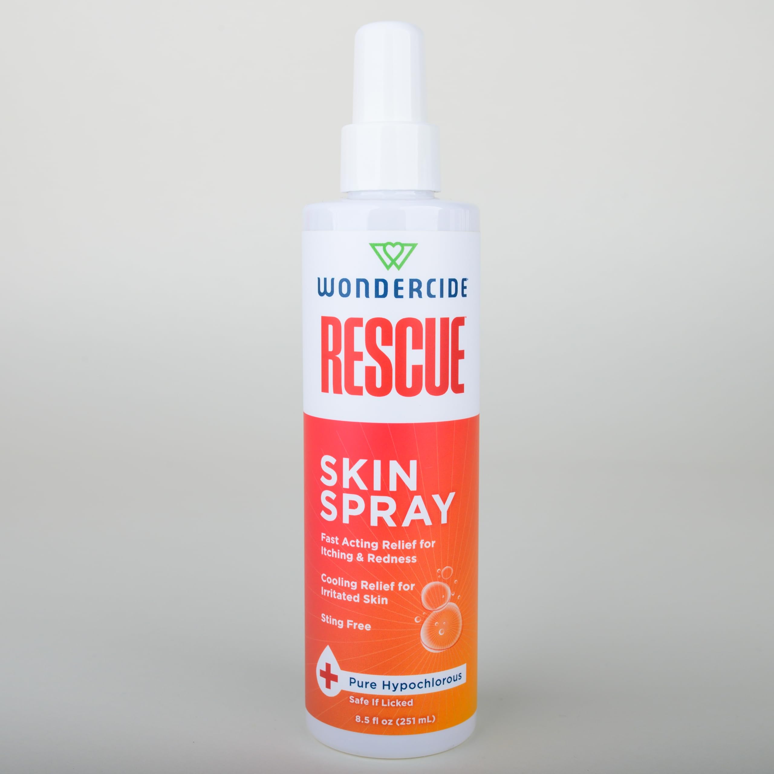 Wondercide Rescue Skin Spray uses pure HOCl to support skin comfort.