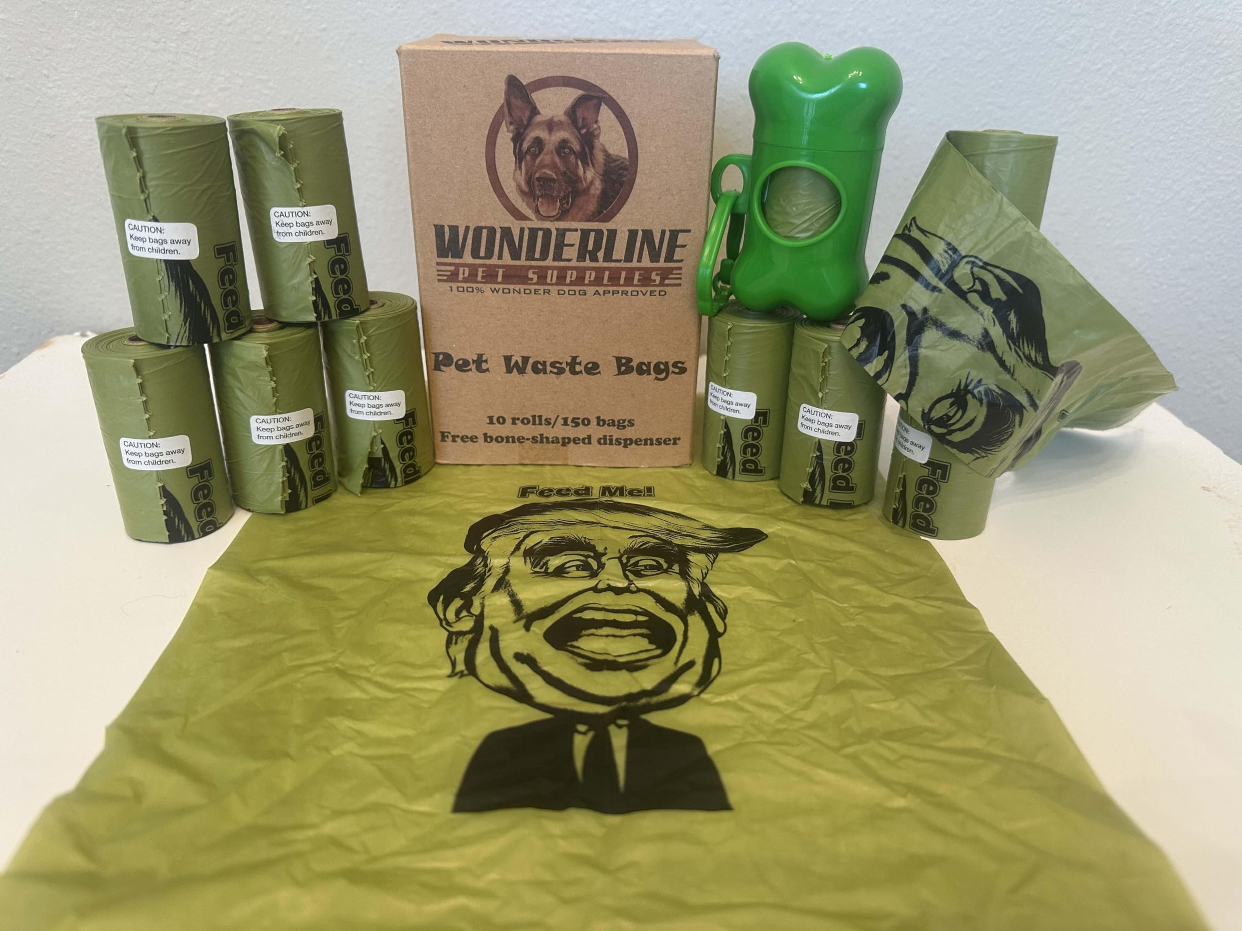 Wonderline Politi-Poo bone-shaped dispenser with bags for quick on-the-go cleanup.