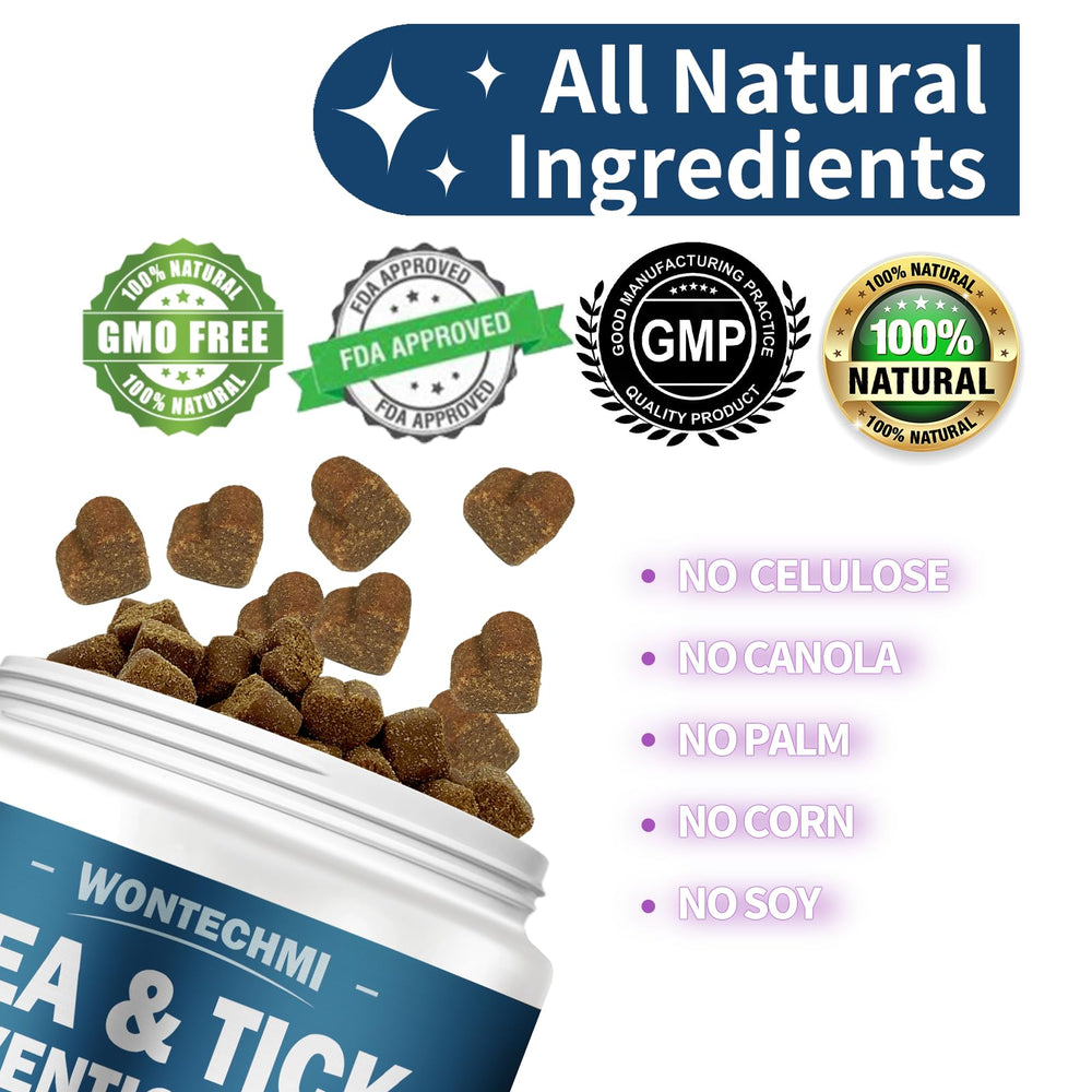 WONTECHMI dosage guidance image—daily chews based on weight, convenient for owners.