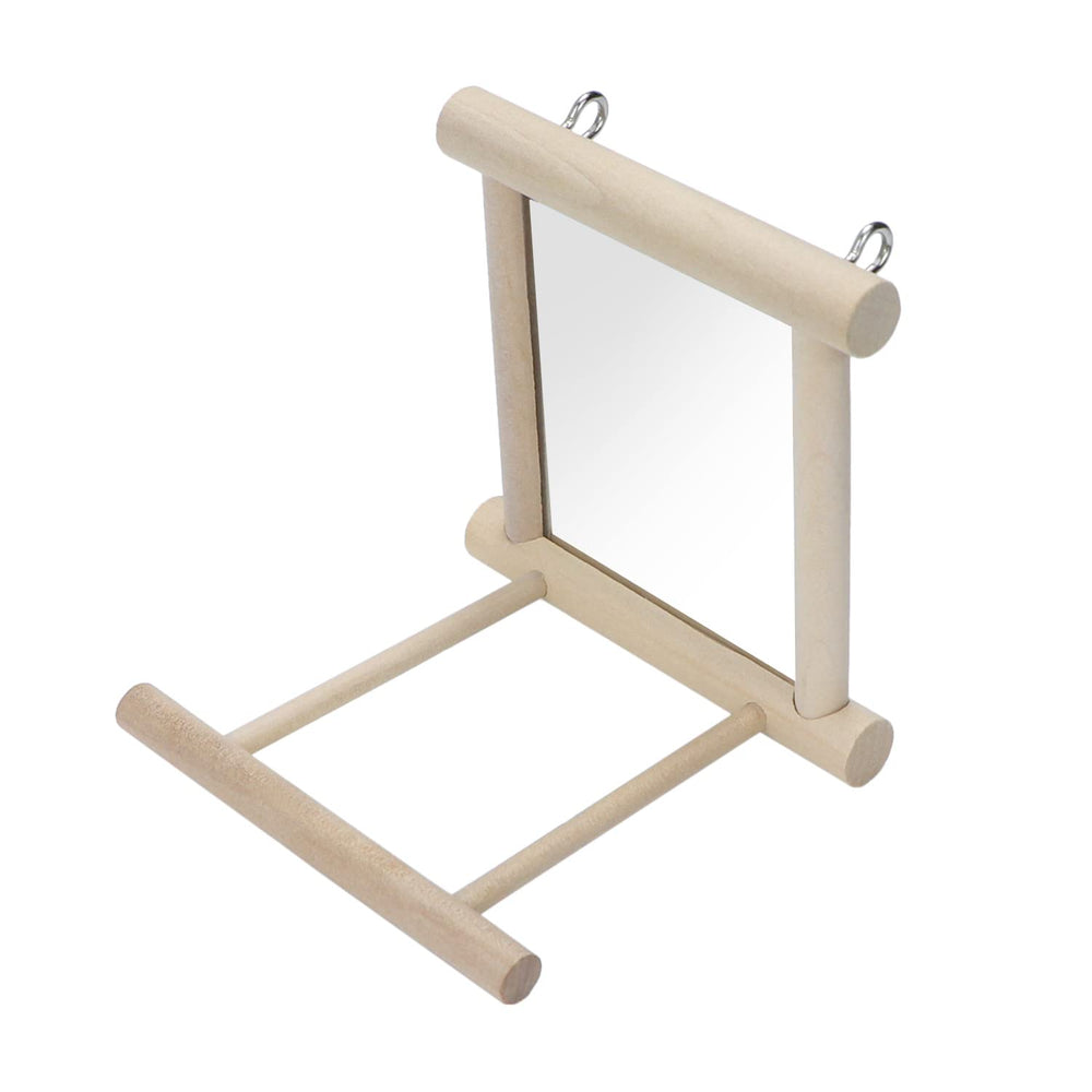 Wontee bird mirror with perch in-cage setup demonstrates quick installation