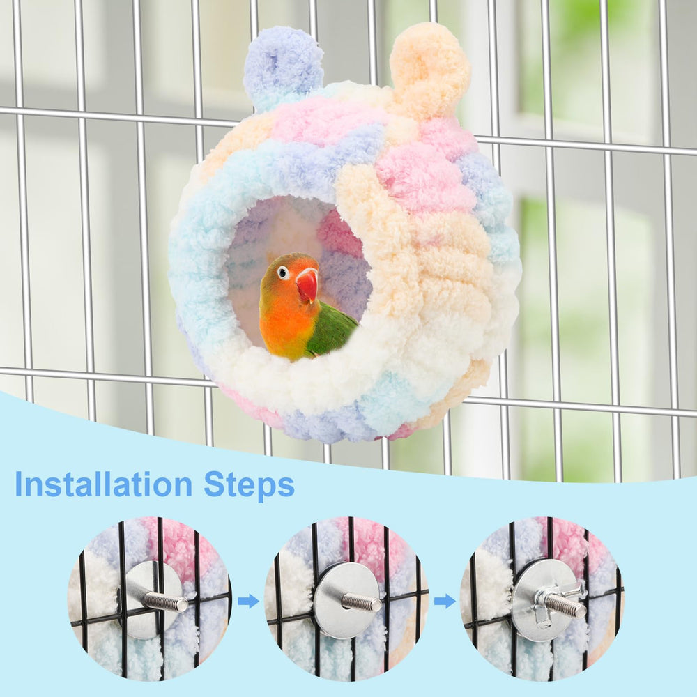 Wontee bird nest bed multicolor design adds visual appeal to any cage.